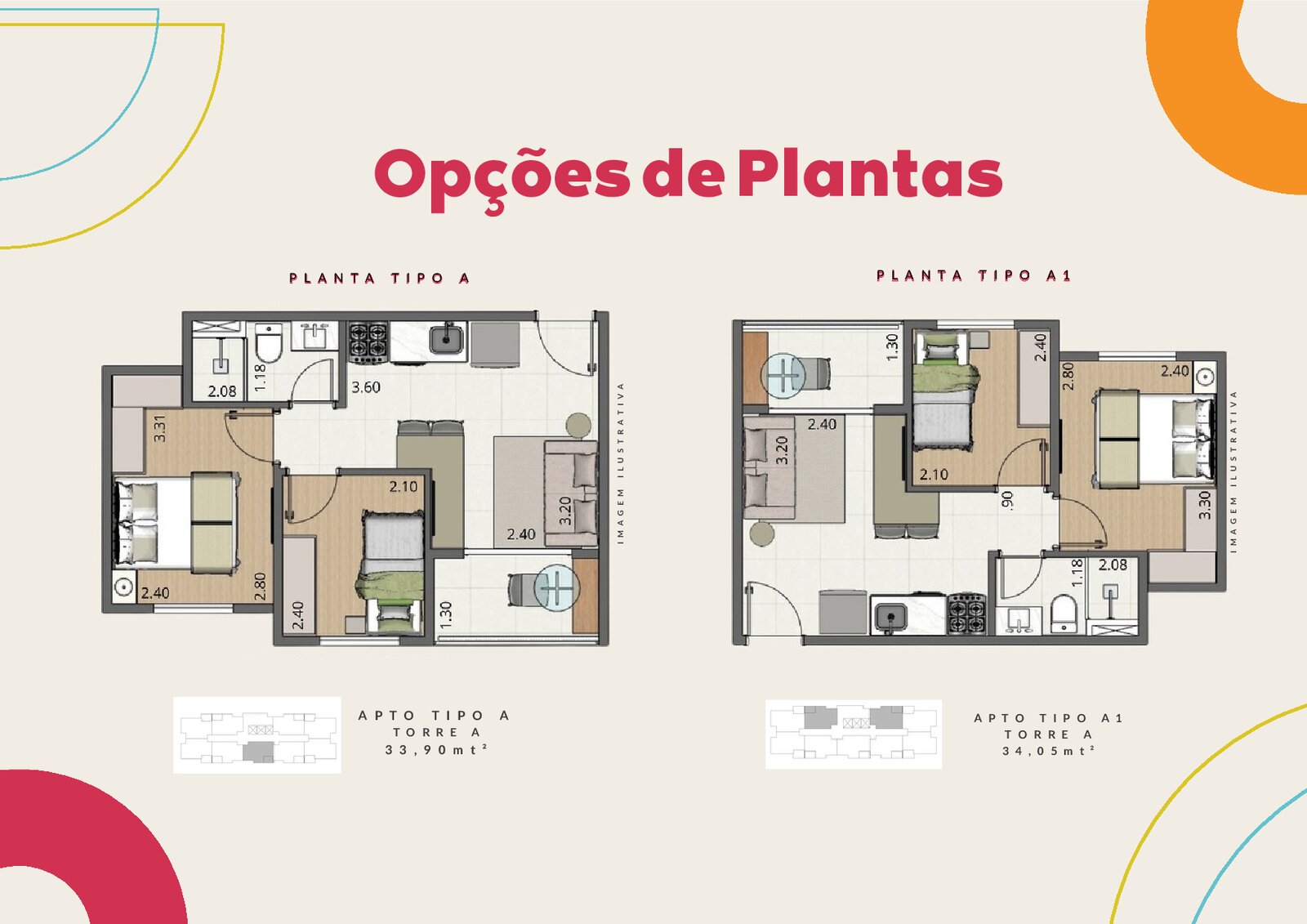 Tipo A 33,90m² sem vaga