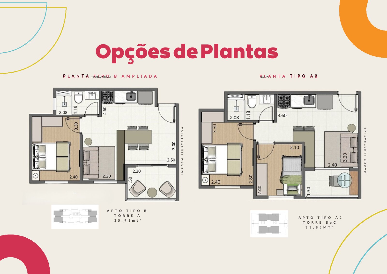 Tipo A2 33,85m² sem vaga (Torre B)